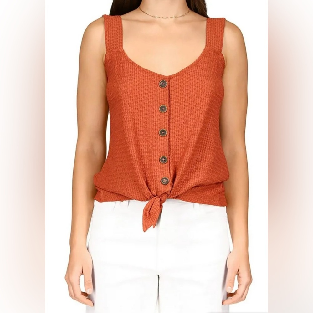 Sanctuary Button Front Tie Front Tank Top Medium Burnt Orange Fall Fashion Boho